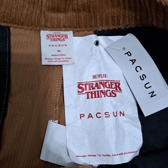 Netflix Stranger Things X Pacsun Casual Corduroy Pants Size 34 Brown NWT - Picture 7 of 15